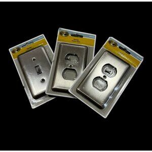 3 Pc Lot Switchplate Outlet Cover Hampton Bay Pewter Silver Tone Brushed Declan